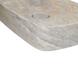 Vasque à poser rectangulaire en Travertin Gris - Ti'ma Stone