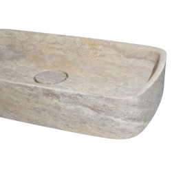 Vasque à poser rectangulaire en Travertin Gris - Ti'ma Stone