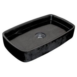 Vasque à poser rectangulaire en Marbre Noir 58x34x10 cm - Ti'ma Stone