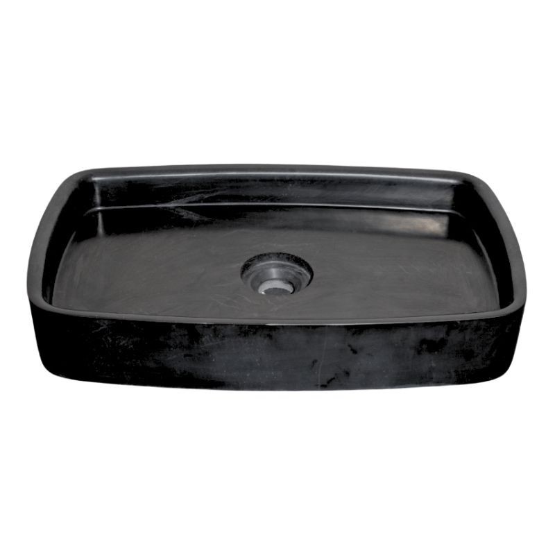 Vasque à poser rectangulaire en Marbre Noir 58x34x10 cm - Ti'ma Stone