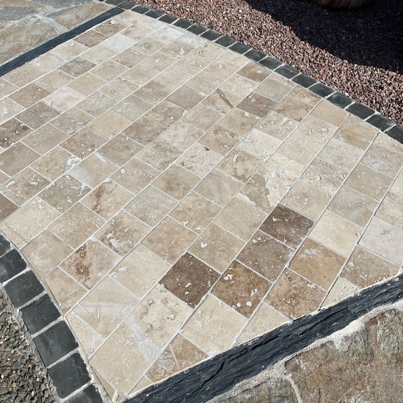 Pavé Travertin Rustic beige Vieilli 15x15x5cm - Ti'ma Stone