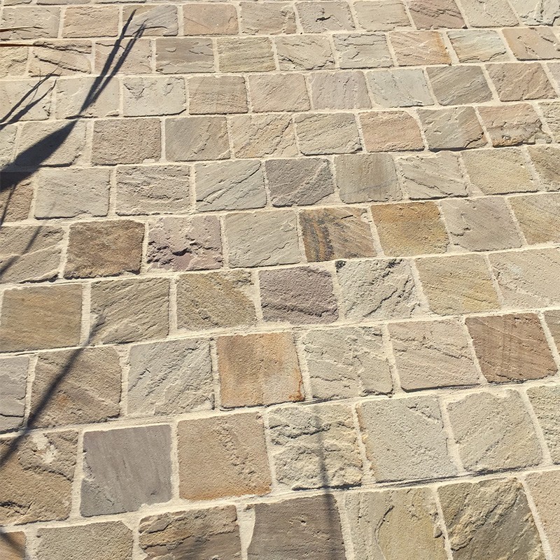 Pavé pierre naturelle Grès Kandla Beige 14x14x3-5 cm - Ti'ma Stone