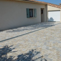 Pavé pierre naturelle Atlas Beige/Gris Vieilli 15x15x2 cm - Ti'ma Stone