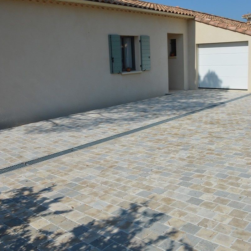 Pavé pierre naturelle Atlas Beige/Gris Vieilli 15x15x2 cm - Ti'ma Stone