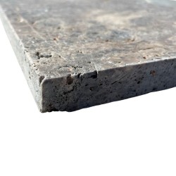 Margelle Travertin Gris 1er choix Vieilli 61x33x3 cm Bord Droit
