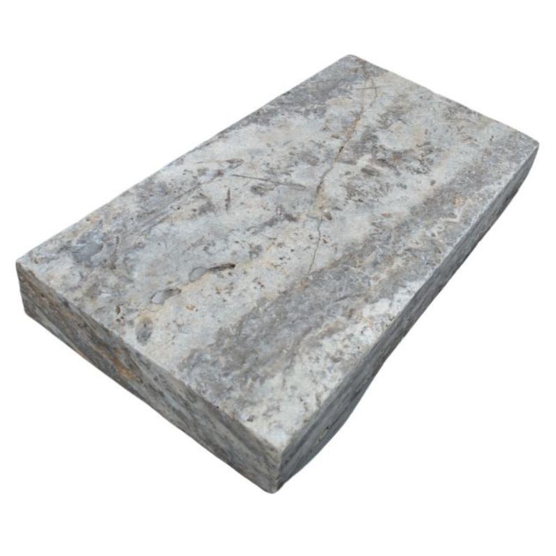 Margelle Travertin Gris 61x33x8 cm Bord Droit - Ti'ma Stone