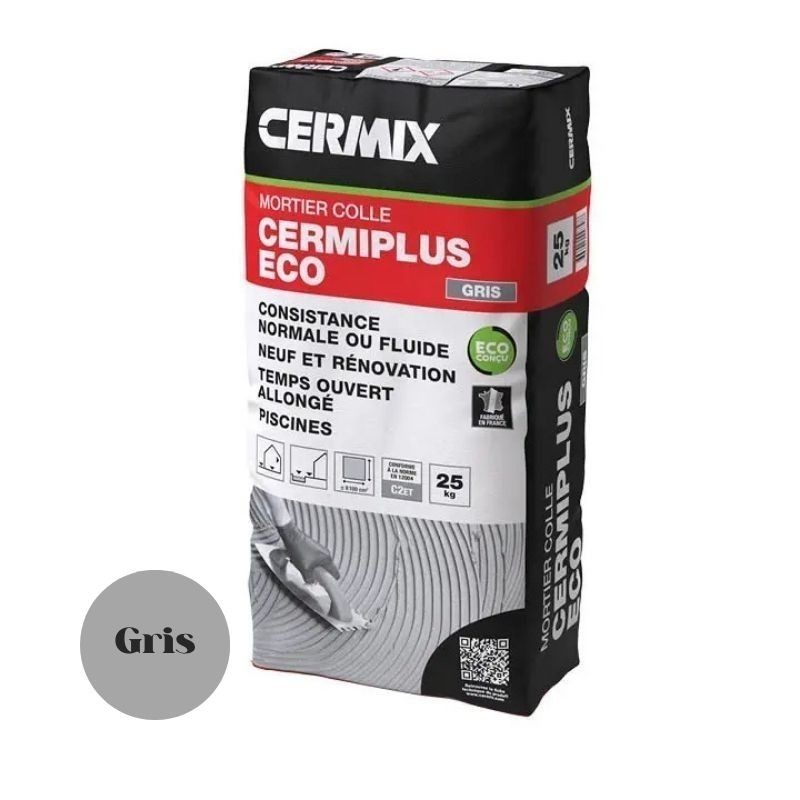 Mortier colle amélioré onctueux Cermix CermiPlus Eco - Gris - Ti'ma Stone