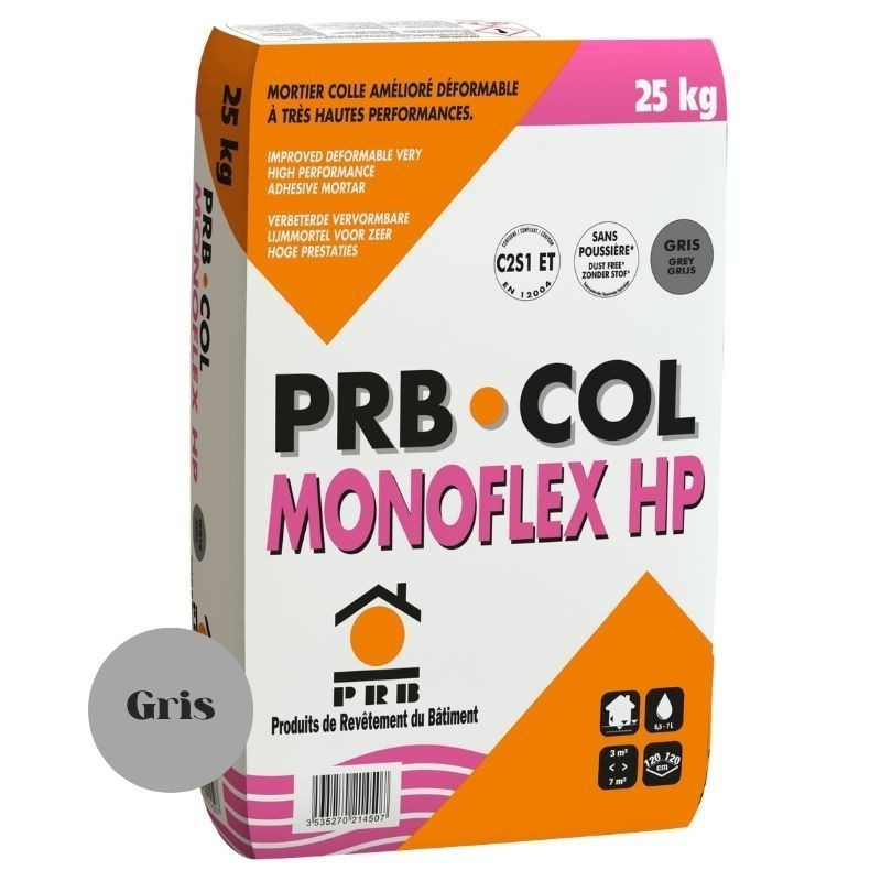 Mortier Colle PRB Monoflex HP - Gris - 25 kg - Ti'ma Stone