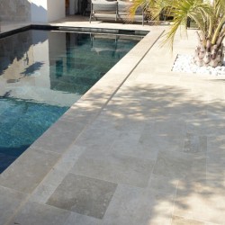Margelle Travertin Beige Mix 61x25x3 cm Bord 1/2 Rond - Ti'ma Stone