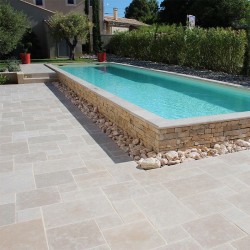 Margelle pierre Sinaï Beige Vieillie 60x30x3 cm Bord droit - Ti'ma Stone