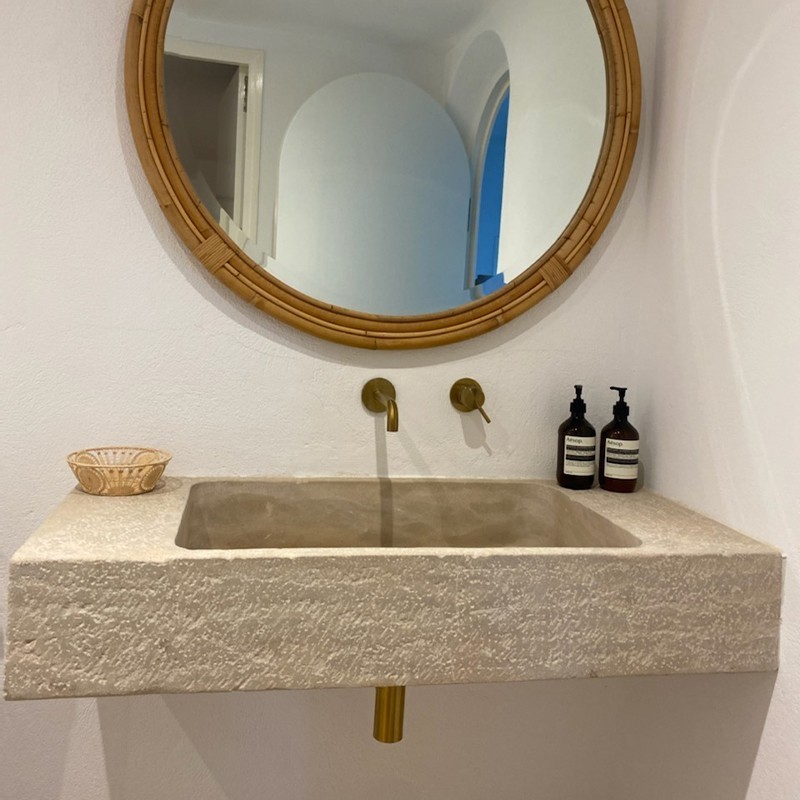 Vasque rectangulaire, pierre naturelle Atlas Beige - Ti'ma Stone
