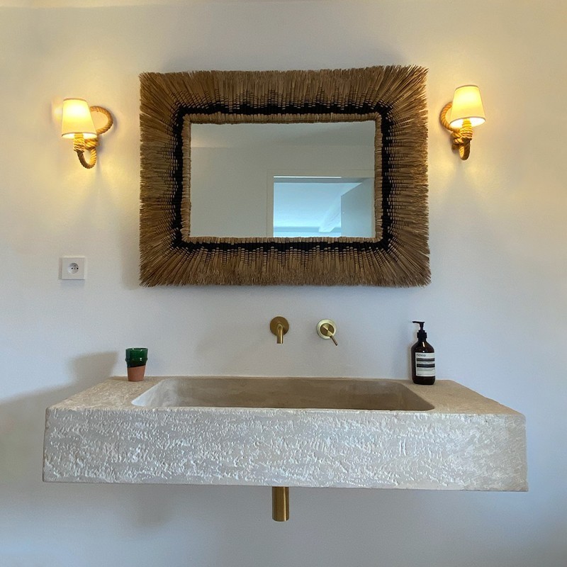 Vasque rectangulaire, pierre naturelle Atlas Beige - Ti'ma Stone