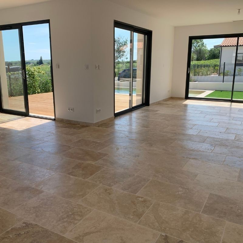 Dallage Travertin Classic Mix 1er choix 91,5x61x1,2 cm - Ti'ma Stone