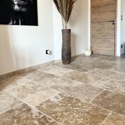 Carrelage Travertin Rustic 1er choix Vieilli 61x40,6x3 cm - Ti'ma Stone