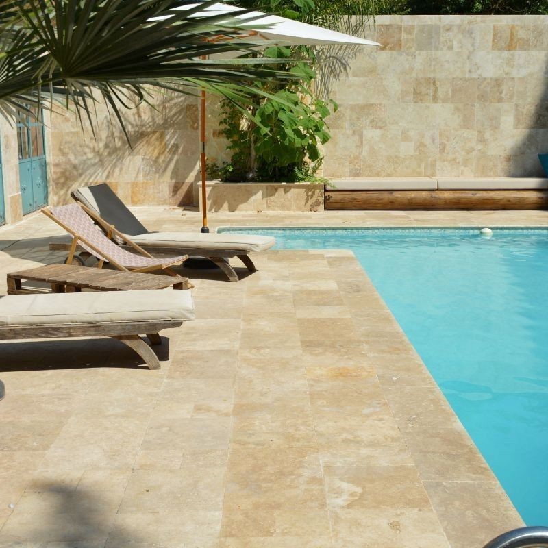 Carrelage Travertin Rustic 1er choix Opus Romain x 3 cm - Ti'ma Stone