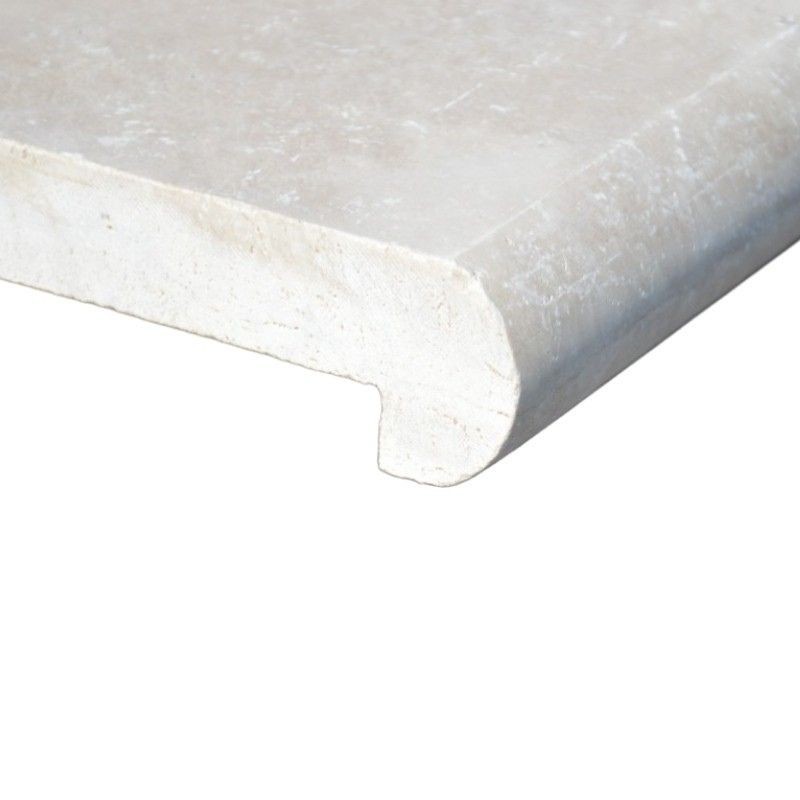 Margelle Travertin Beige Clair 61x33x3 cm avec retombée - Ti'ma Stone