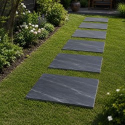 Pas Japonais Rectangle en Ardoise Noire 60x50x2-4 cm