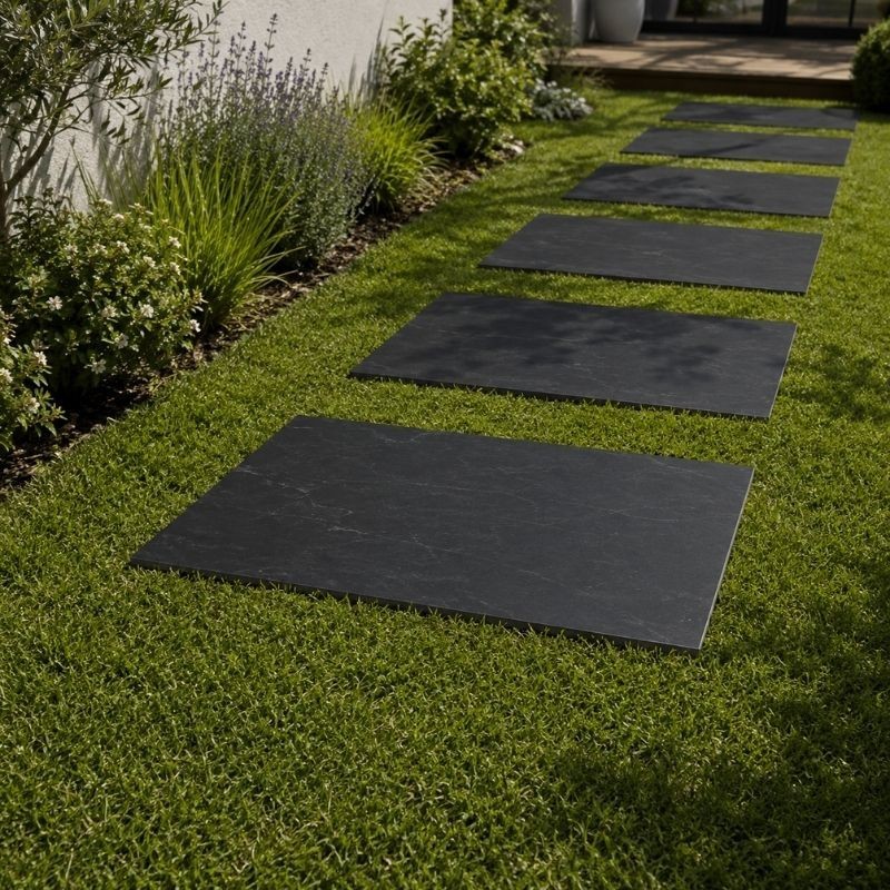 Pas Japonais Rectangle en Ardoise Noire 80x50x2-4 cm - Ti'ma Stone