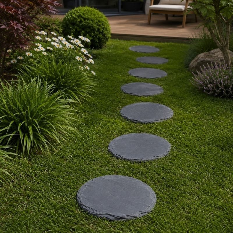 Pas Japonais Rond en Ardoise Noire Ø 40 cm - Ti'ma Stone