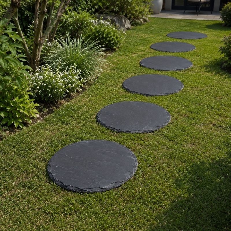 Pas Japonais Rond en Ardoise Noire Ø 40 cm - Ti'ma Stone