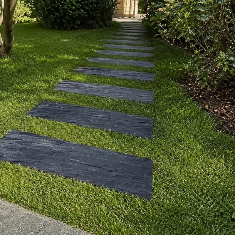 Pas Japonais Rectangle en Ardoise Noire 100x30x2-4 cm - Ti'ma Stone