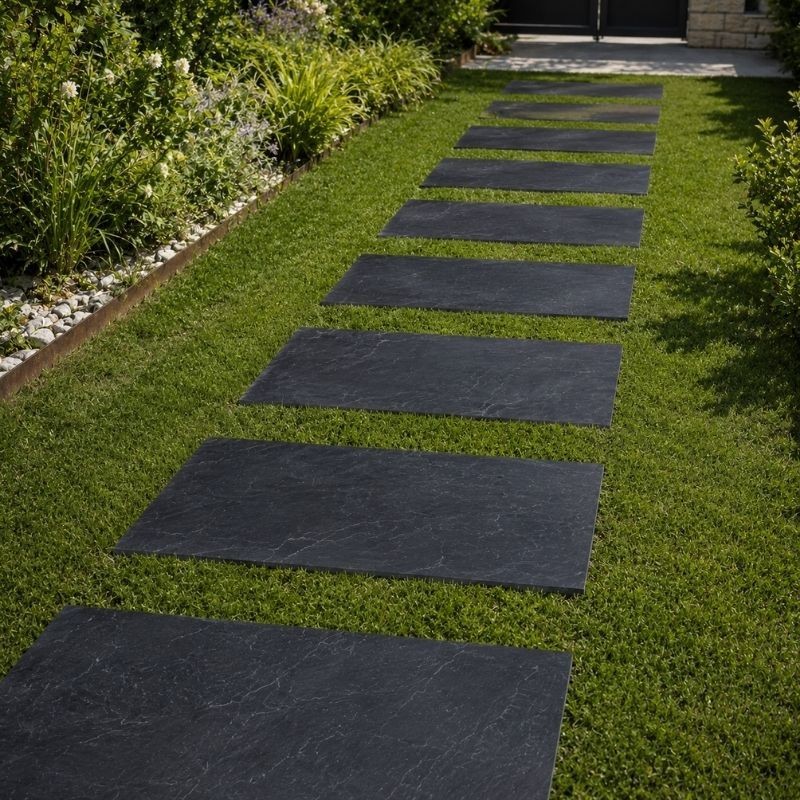 Pas Japonais Rectangle en Ardoise Noire 100x50x2-4 cm - Ti'ma Stone