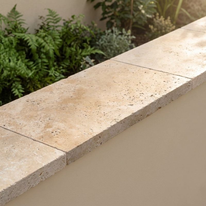 Couvertine Mur Travertin Beige Mix Vieilli 61x27x3 cm - Ti'ma Stone