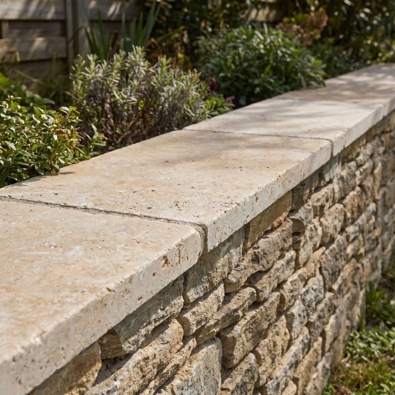 Couvertine Travertin Beige Mix 1er choix Vieilli 61x33x3 cm - Ti'ma Stone