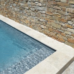 Margelle Travertin Beige Mix 61x25x3 cm Bord droit - Ti'ma Stone