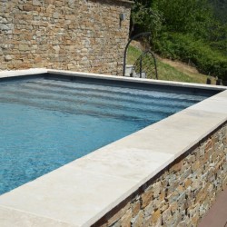 Margelle Travertin Beige Mix 61x25x3 cm Bord droit - Ti'ma Stone