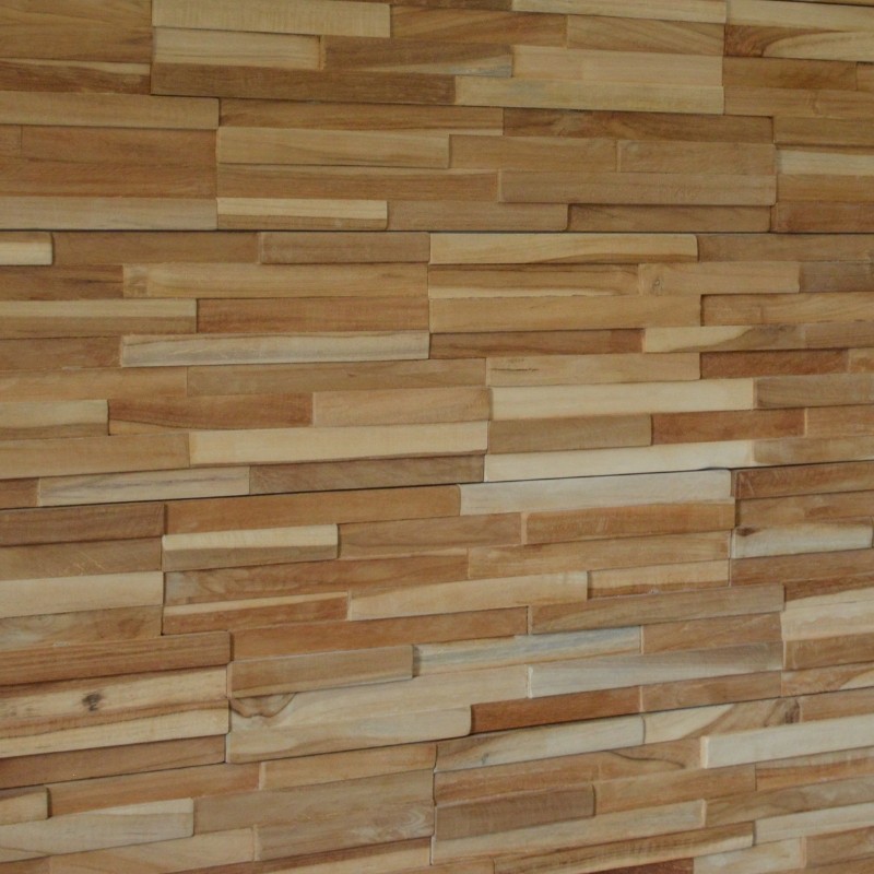 Plaquette de parement en bois Deco Panel Teck Naturel - Ti'ma Stone
