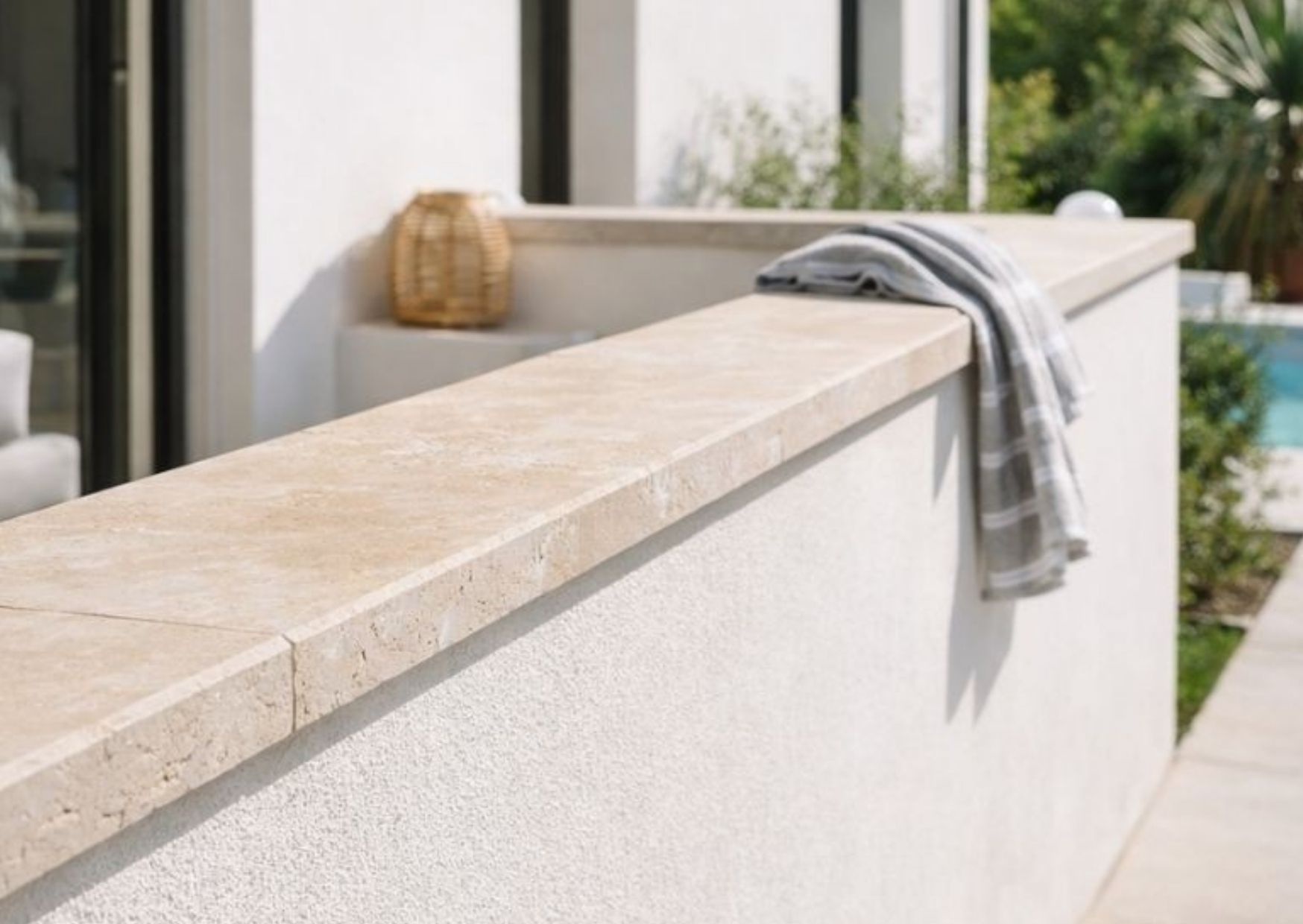 Couvertine Mur Travertin Beige Classique 1er choix - 100x33x3 cm