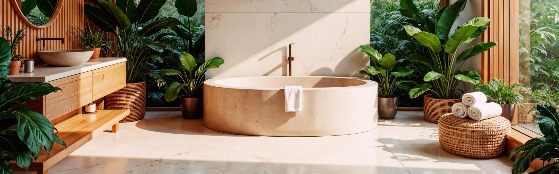 Salle de bain moderne avec douche en pierre naturelle